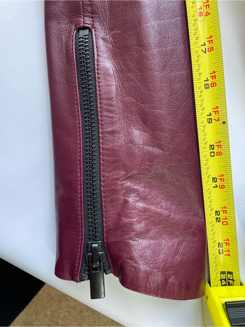 Lamarque Wine-Burgundy Leather Moto Jacket - Picture 7 of 8